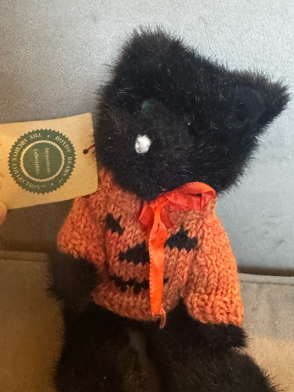 Candy corn Boyd’s bears 1990’s vintage  Halloween Black Cat Plush Costume tag